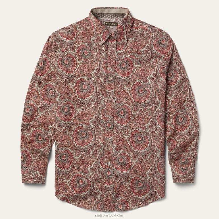 Stetson män paisley westernskjorta LLFB346 kläder röd
