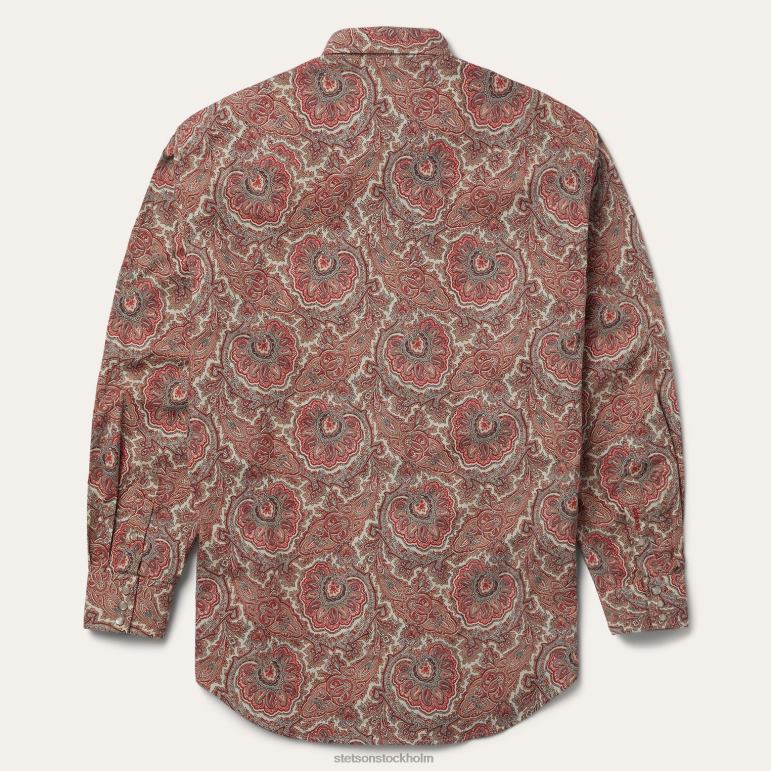 Stetson män paisley westernskjorta LLFB346 kläder röd