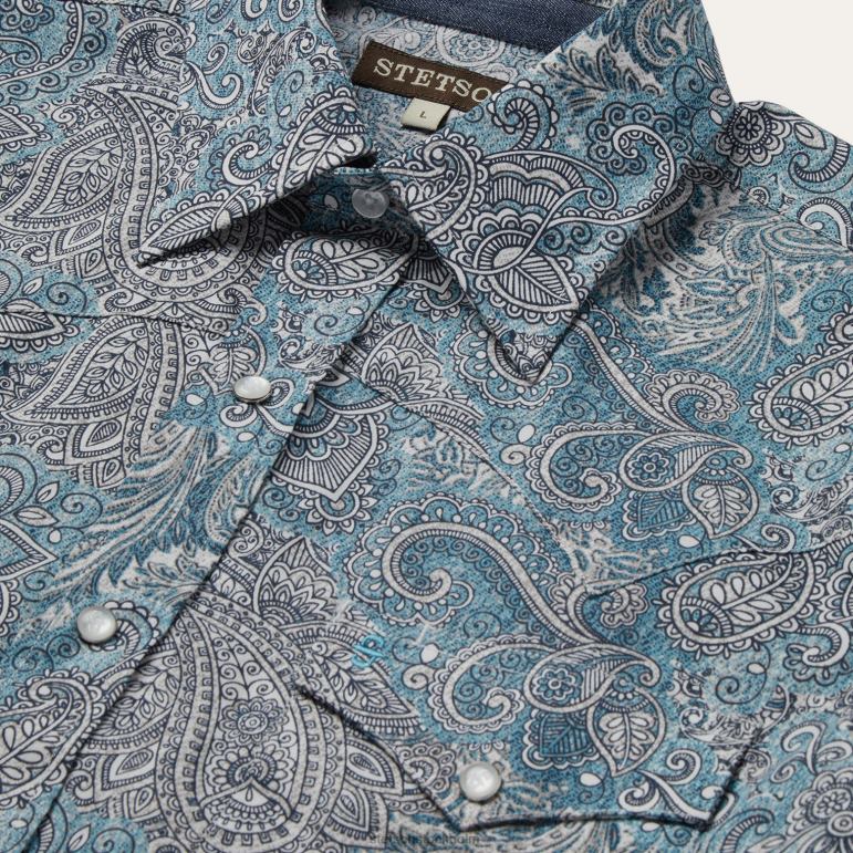Stetson män paisley westernskjorta LLFB358 kläder grön
