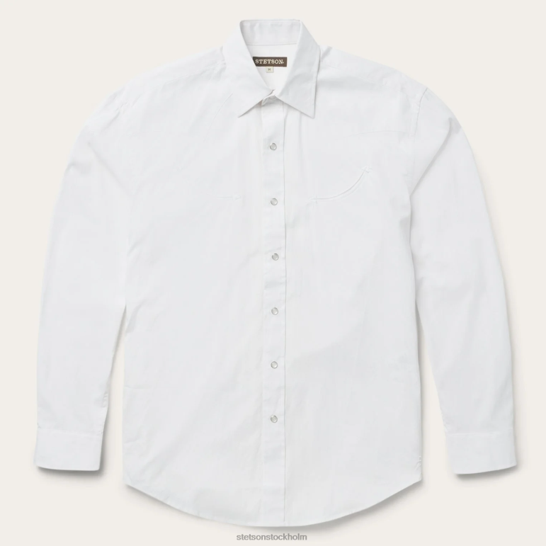 Stetson män pin point oxford skjorta LLFB320 kläder vit