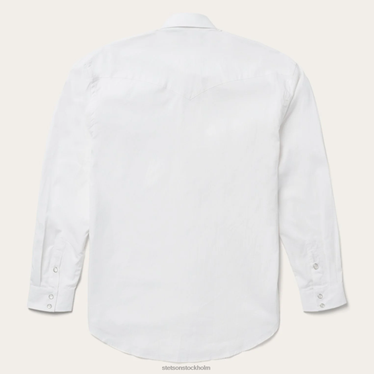 Stetson män pin point oxford skjorta LLFB320 kläder vit