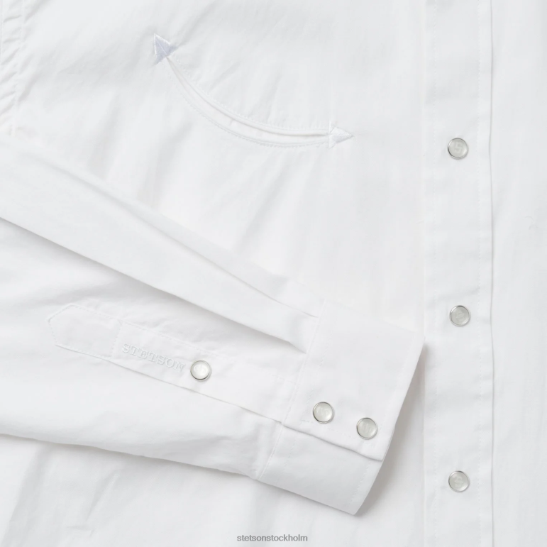Stetson män pin point oxford skjorta LLFB320 kläder vit