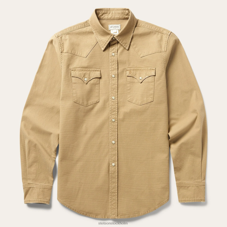 Stetson män premium ribbad westernskjorta LLFB376 kläder grön