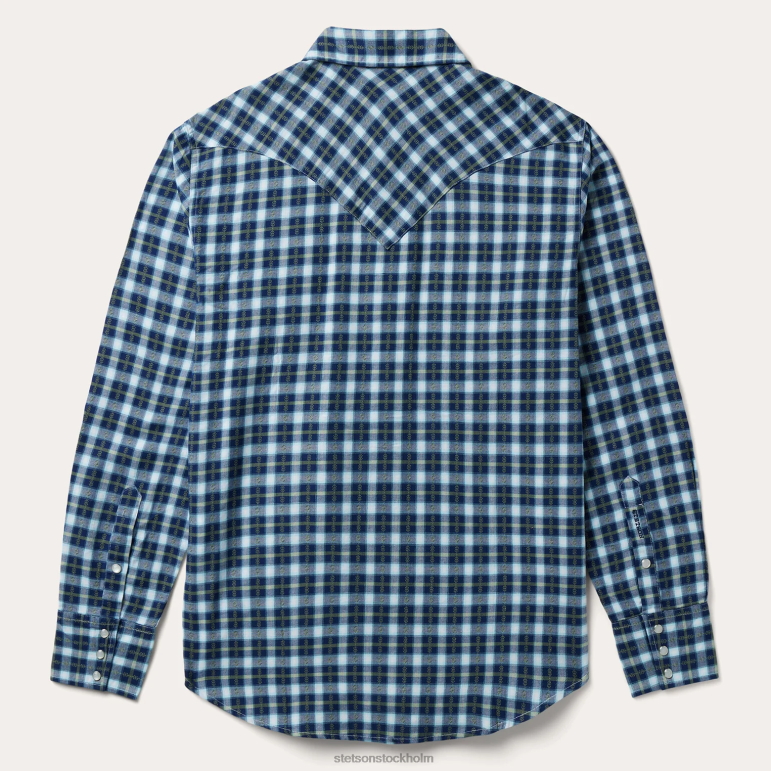 Stetson män rutig twill dobby westernskjorta LLFB322 kläder blå