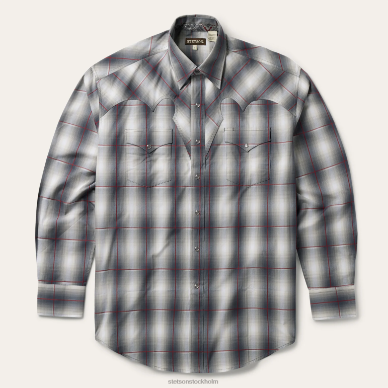 Stetson män smoke ombre westernskjorta LLFB330 kläder grå