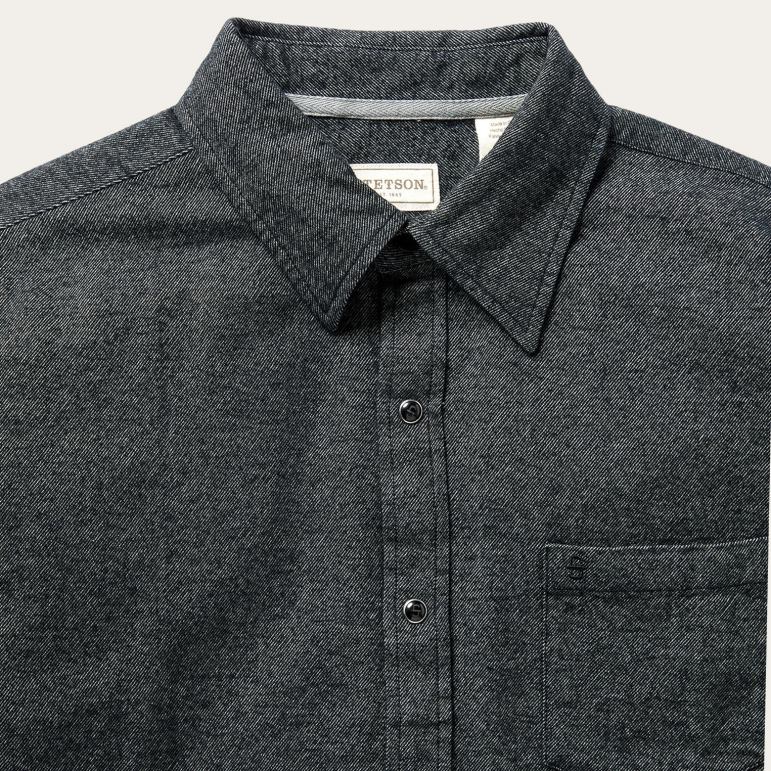 Stetson män västernskjorta i borstad twill LLFB348 kläder svart