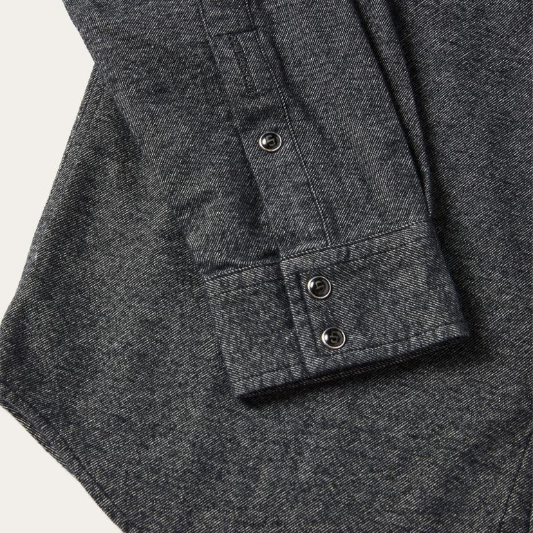 Stetson män västernskjorta i borstad twill LLFB348 kläder svart