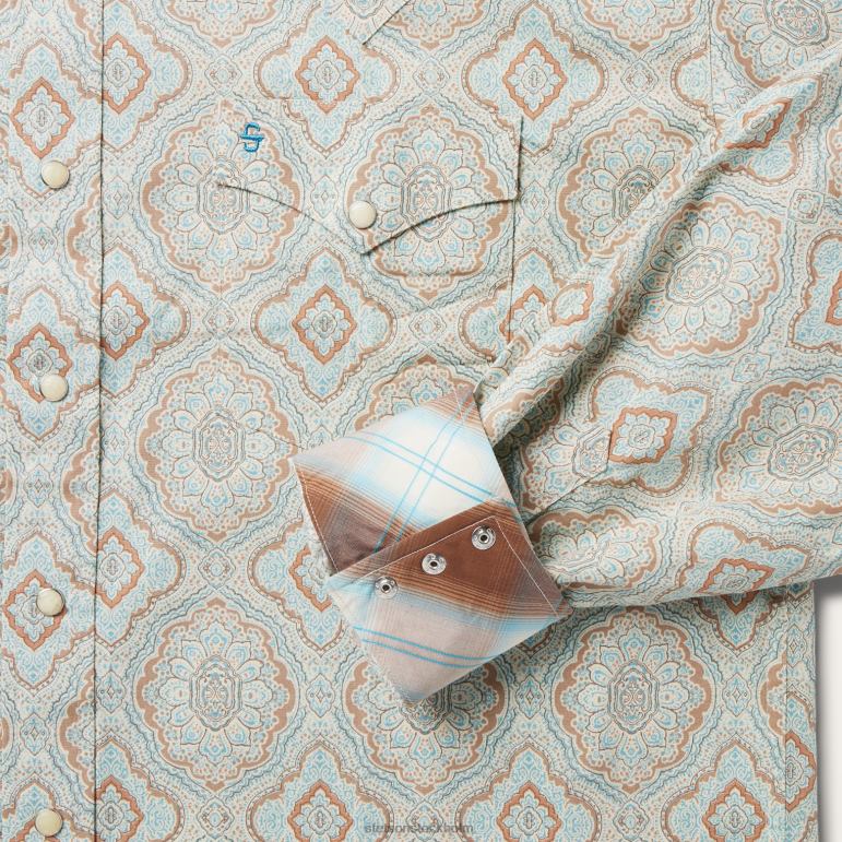 Stetson män västernskjorta med aqua paisleytryck LLFB318 kläder grön