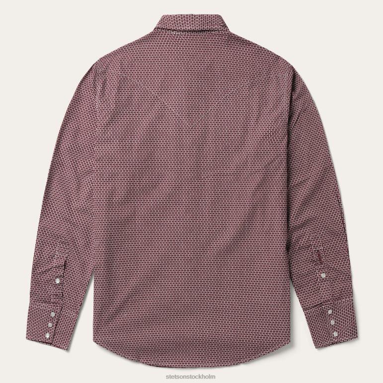 Stetson män västernskjorta med bruten diamanttryck LLFB310 kläder röd