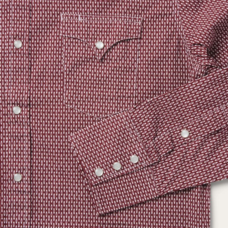 Stetson män västernskjorta med bruten diamanttryck LLFB310 kläder röd