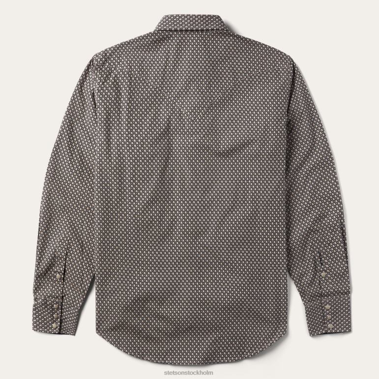 Stetson män västernskjorta med diamanttryck LLFB324 kläder brun