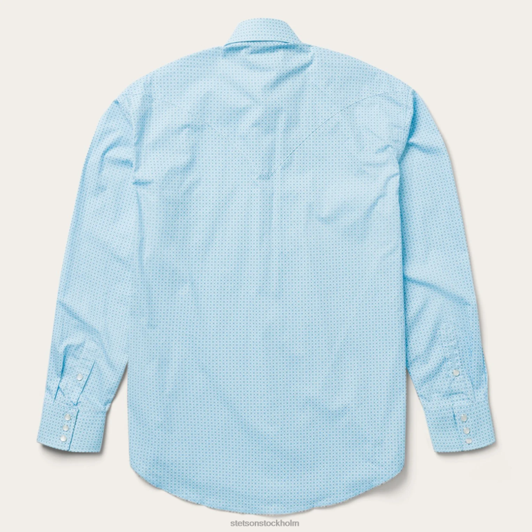 Stetson män västernskjorta med gallertryck LLFB370 kläder blå