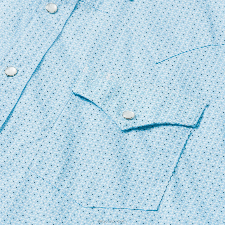 Stetson män västernskjorta med gallertryck LLFB370 kläder blå