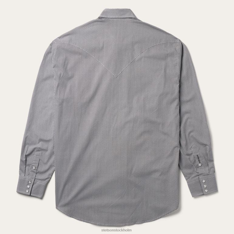 Stetson män västernskjorta med geotryck LLFB332 kläder grå