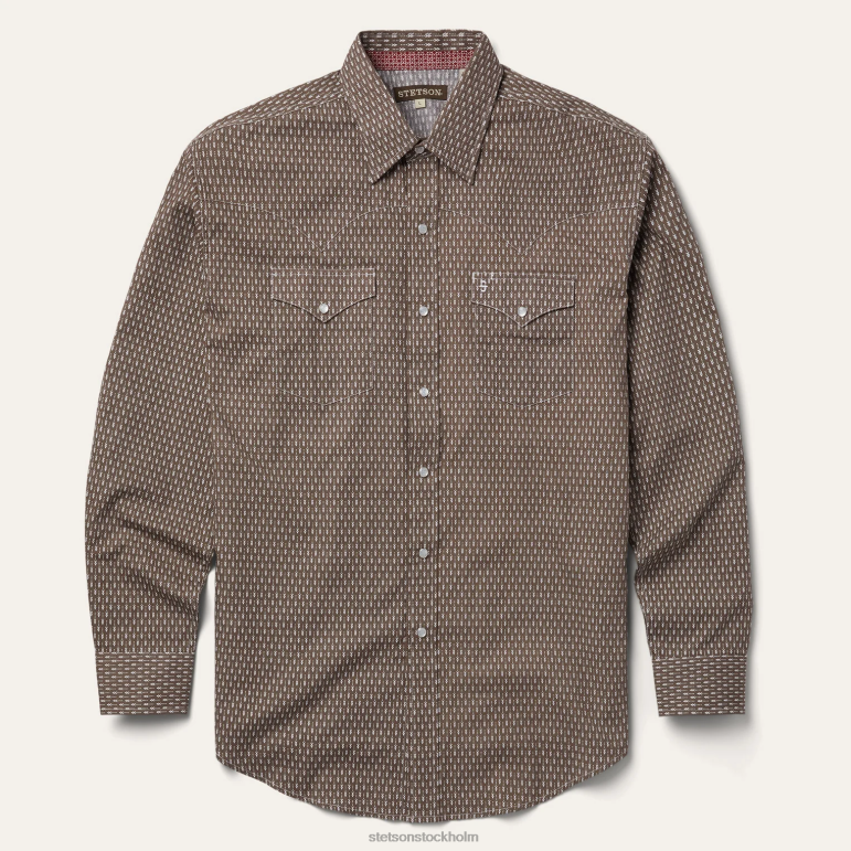 Stetson män västernskjorta med piltryck LLFB350 kläder grå