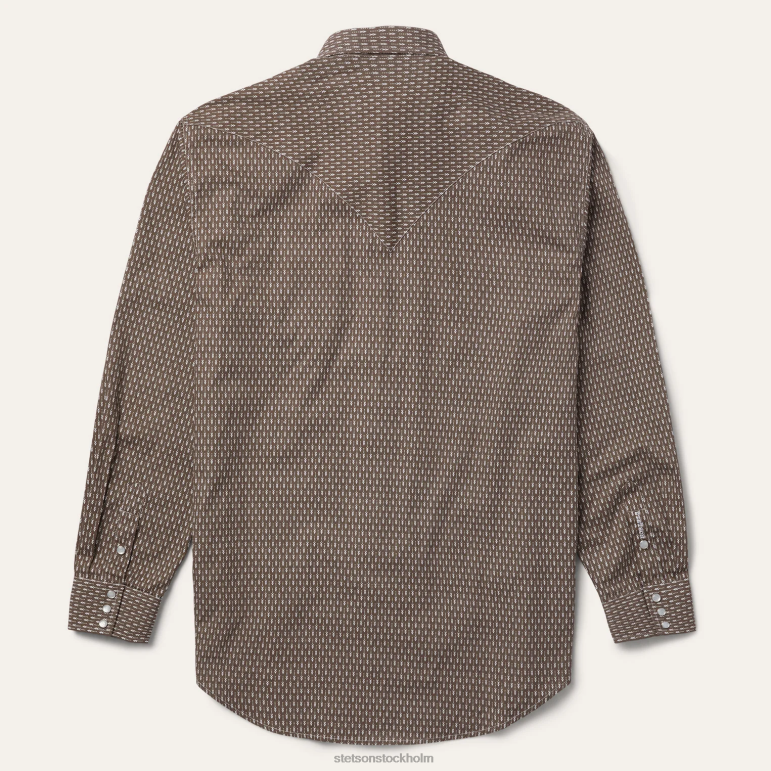 Stetson män västernskjorta med piltryck LLFB350 kläder grå