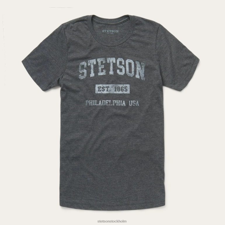 Stetson män 1865 grafisk t-shirt LLFB367 kläder grå
