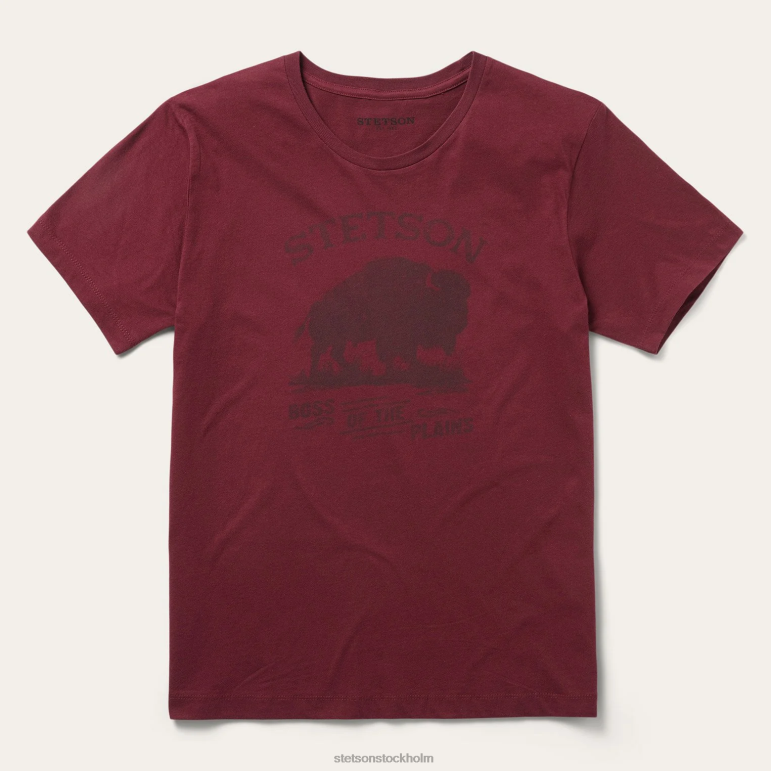 Stetson män grafisk t-shirt för bison LLFB374 kläder röd