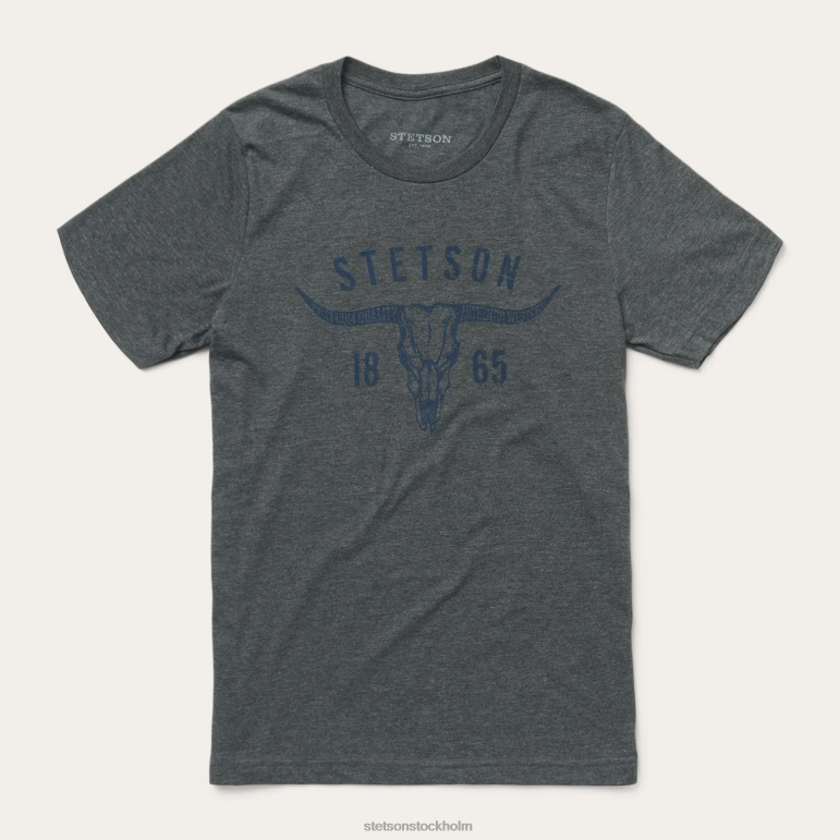 Stetson män longhorn grafisk t-shirt LLFB362 kläder grå