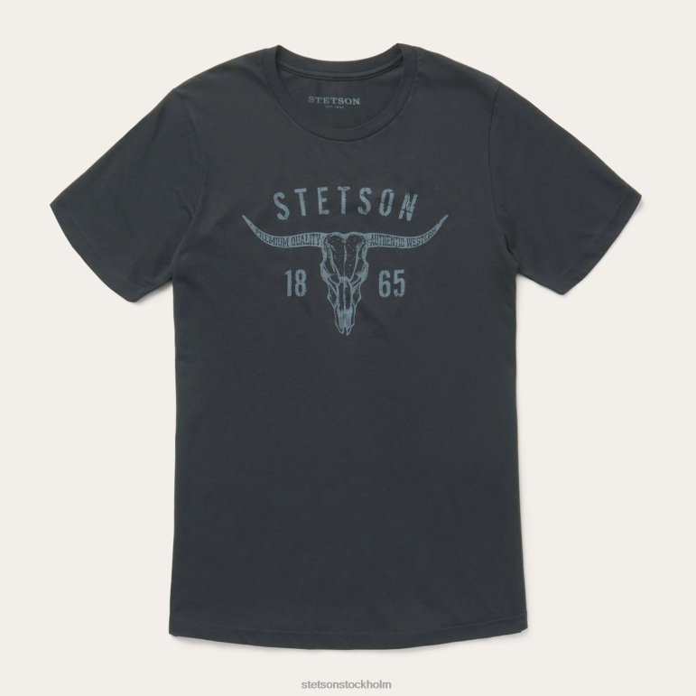 Stetson män longhorn grafisk t-shirt LLFB371 kläder svart