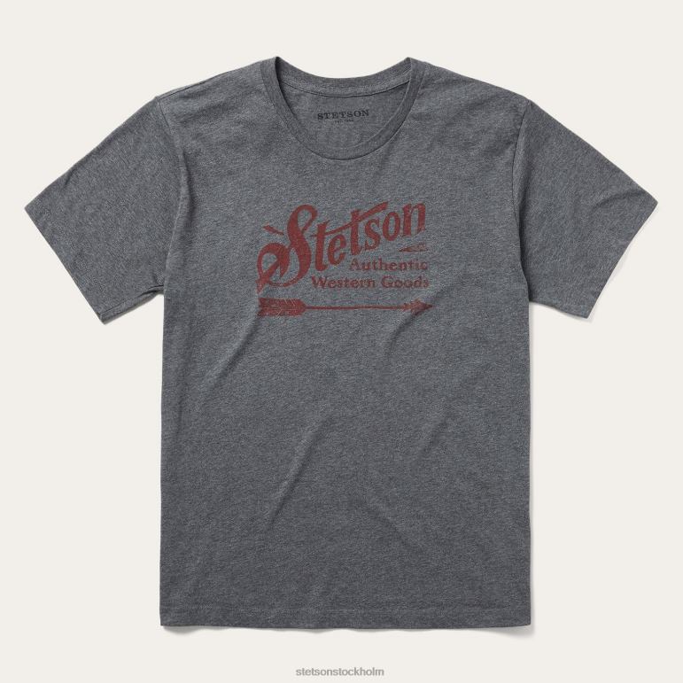 Stetson män vintage pil grafisk tee LLFB368 kläder grå