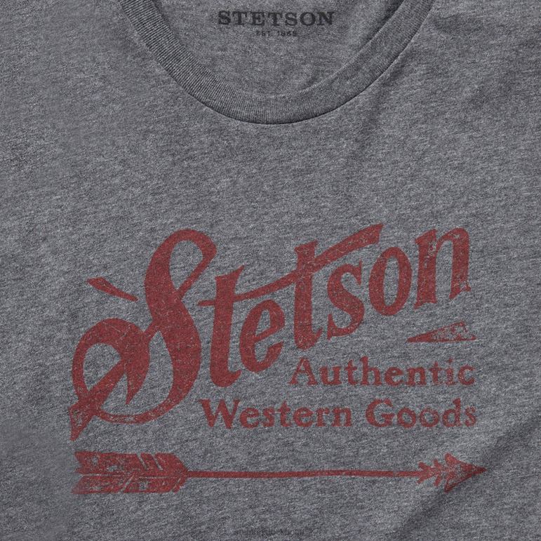 Stetson män vintage pil grafisk tee LLFB368 kläder grå