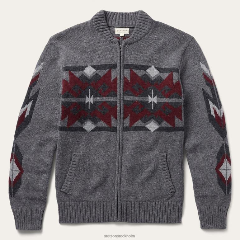 Stetson män aztec cardigan LLFB396 kläder grå