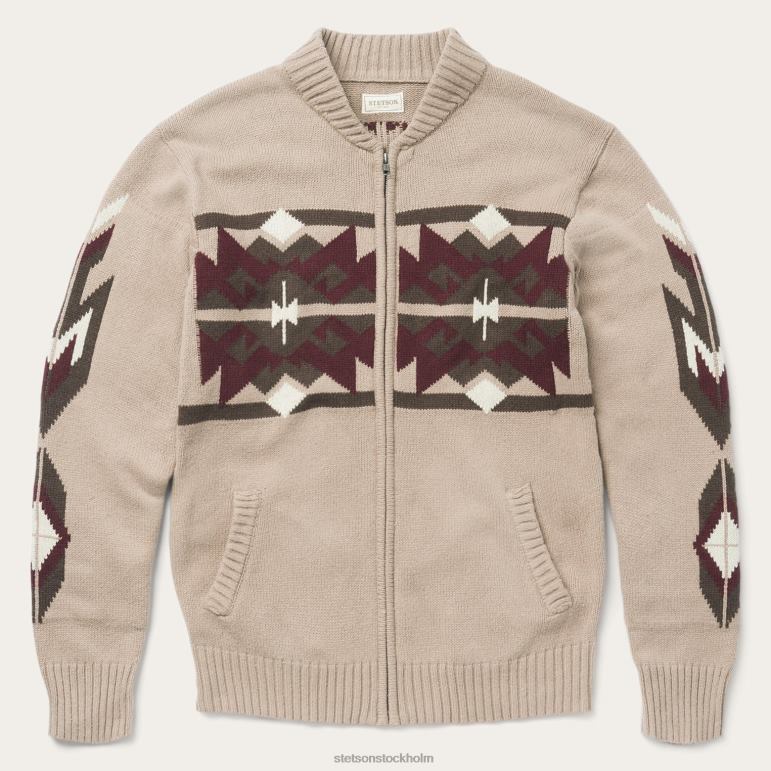 Stetson män grå aztec cardigan LLFB405 kläder brun
