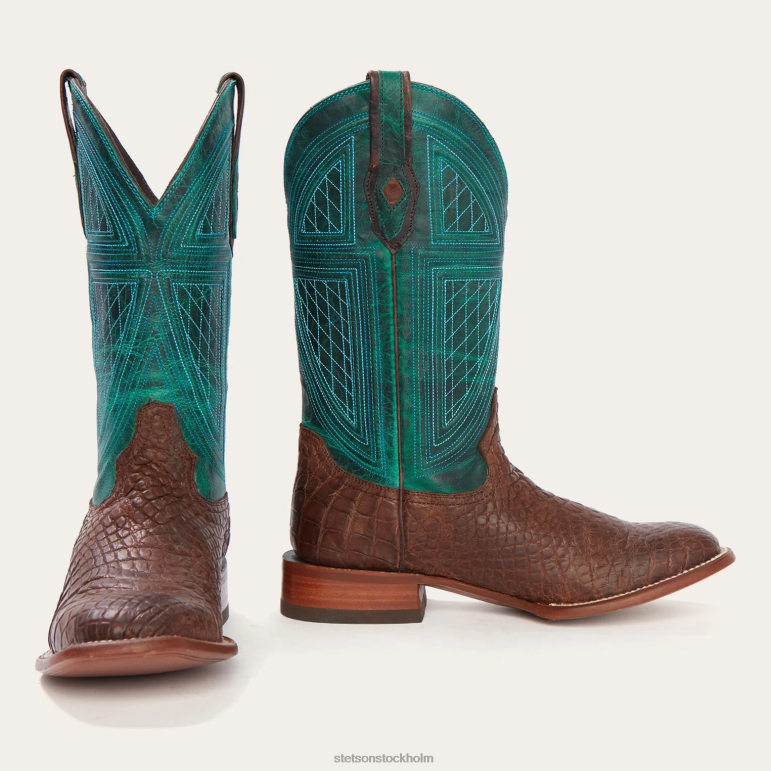 Stetson män big horn tobak alligator cowboy boot LLFB222 Skodon brun