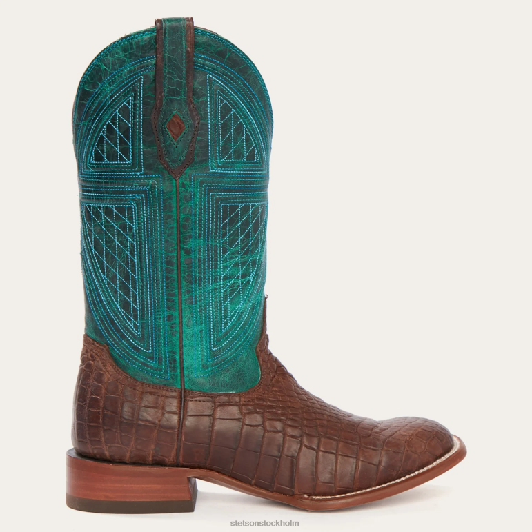 Stetson män big horn tobak alligator cowboy boot LLFB222 Skodon brun