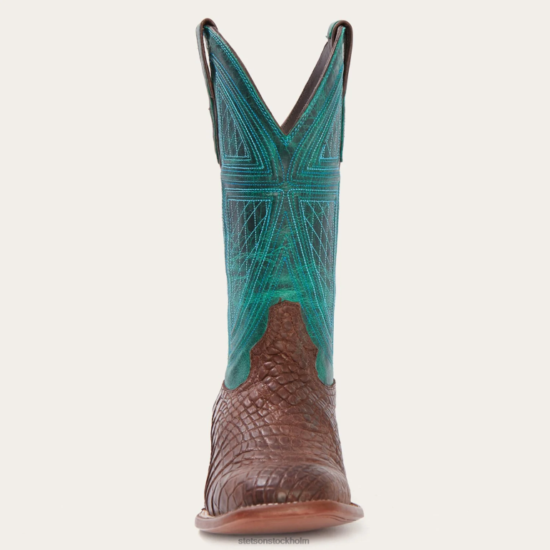 Stetson män big horn tobak alligator cowboy boot LLFB222 Skodon brun