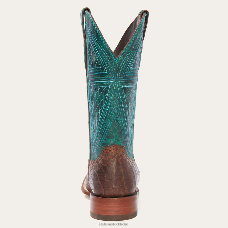 Stetson män big horn tobak alligator cowboy boot LLFB222 Skodon brun