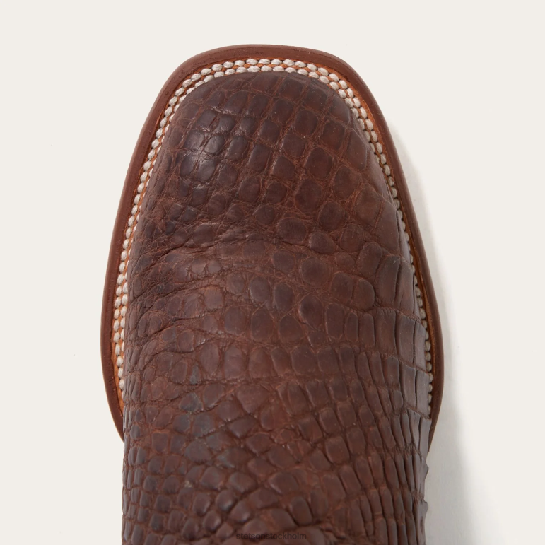 Stetson män big horn tobak alligator cowboy boot LLFB222 Skodon brun
