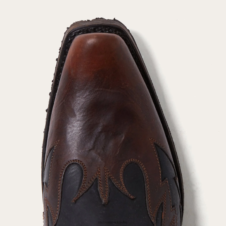 Stetson män biker outlaw cowboystövel i oljat läder LLFB238 Skodon brun