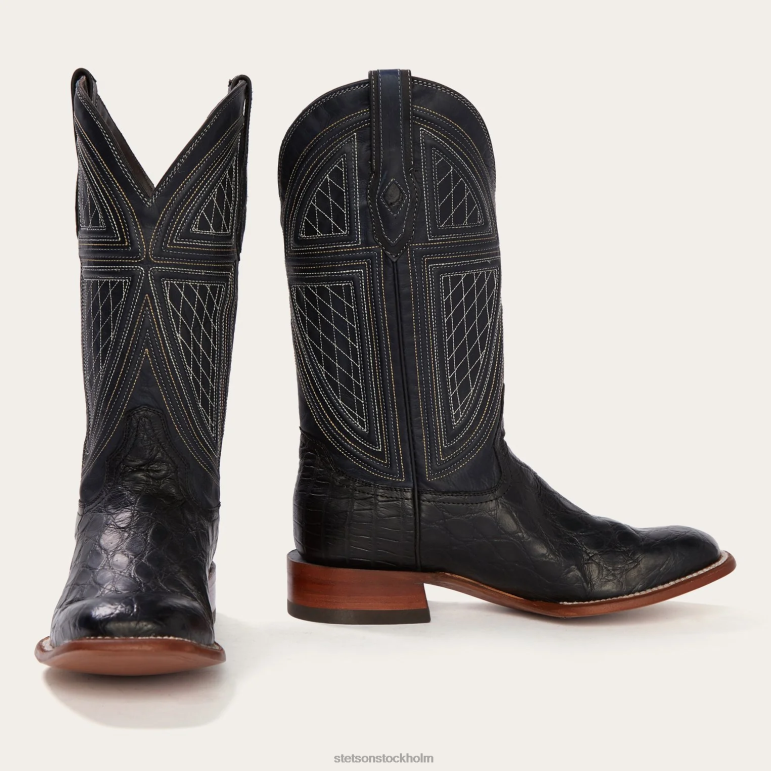 Stetson män falls alligator cowboy boot LLFB221 Skodon svart
