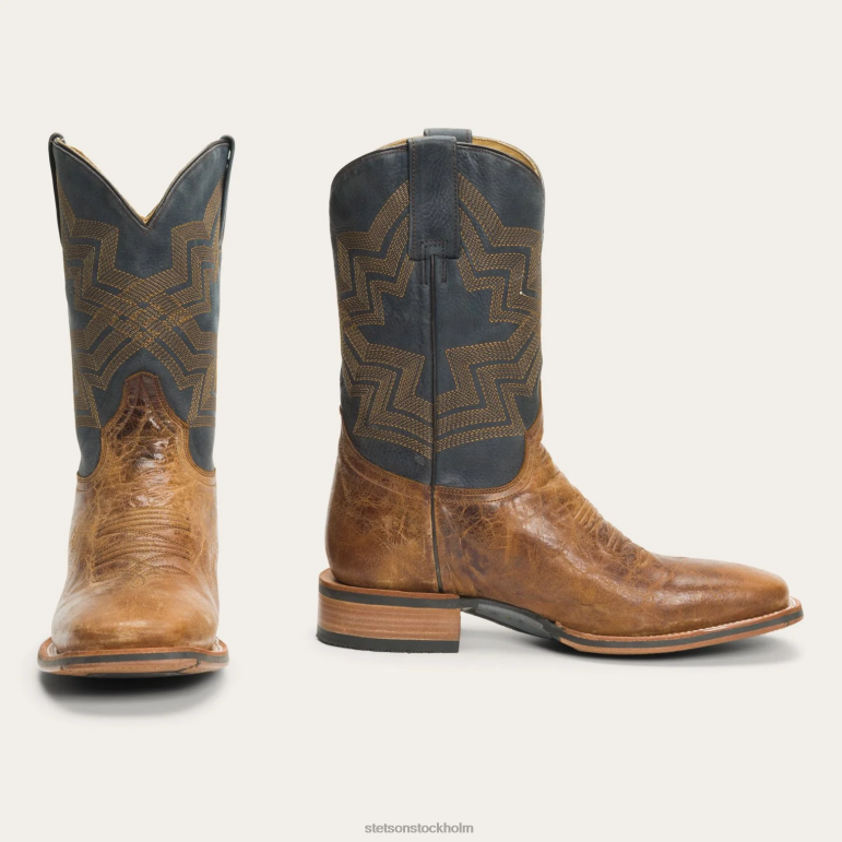 Stetson män goddard stövel i polerat läder LLFB232 Skodon brun