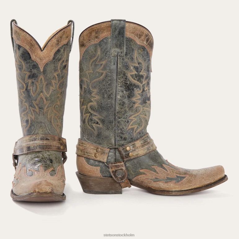 Stetson män sundance kid tvättade krater cowboy boot LLFB225 Skodon svart