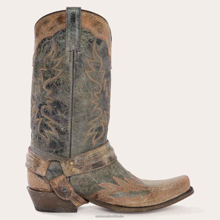 Stetson män sundance kid tvättade krater cowboy boot LLFB225 Skodon svart