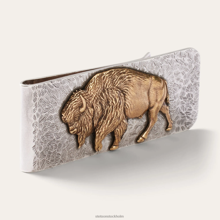 Stetson män American buffalo money klipp LLFB415 tillbehör sterling silver/mässing