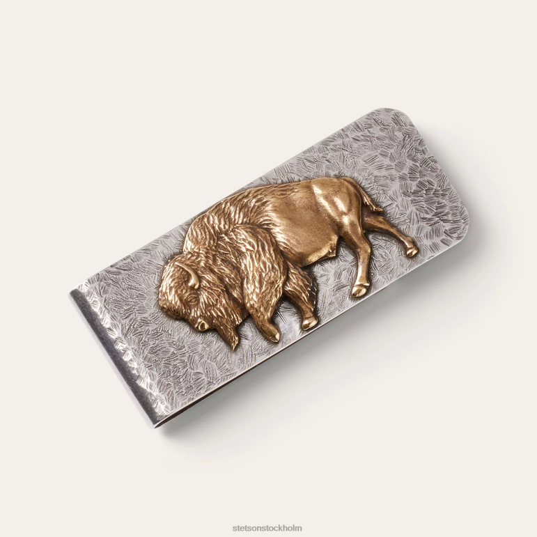 Stetson män American buffalo money klipp LLFB415 tillbehör sterling silver/mässing