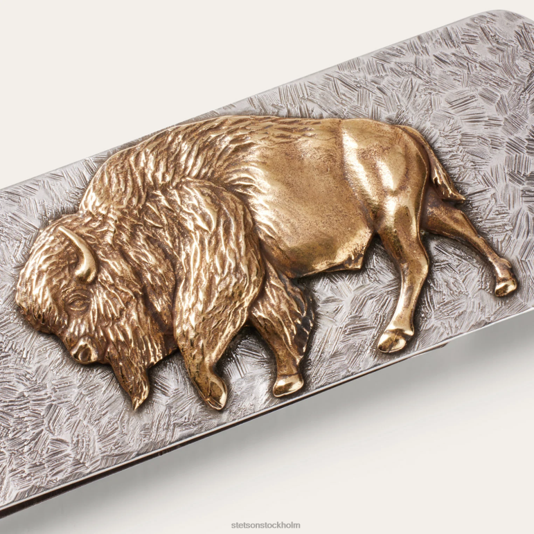 Stetson män American buffalo money klipp LLFB415 tillbehör sterling silver/mässing