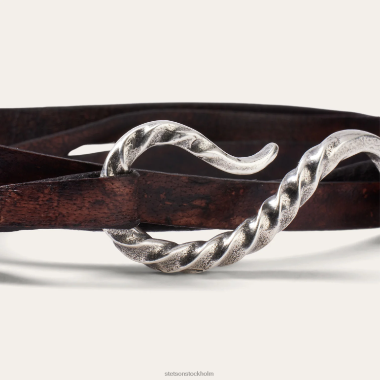 Stetson män krok läder armband LLFB417 tillbehör brunt läder