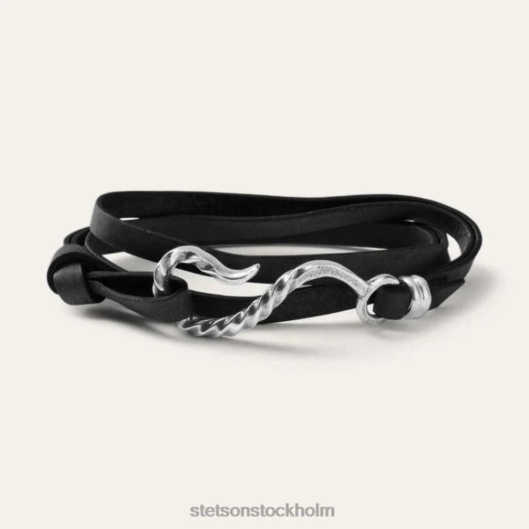 Stetson män krok läder armband LLFB421 tillbehör svart läder
