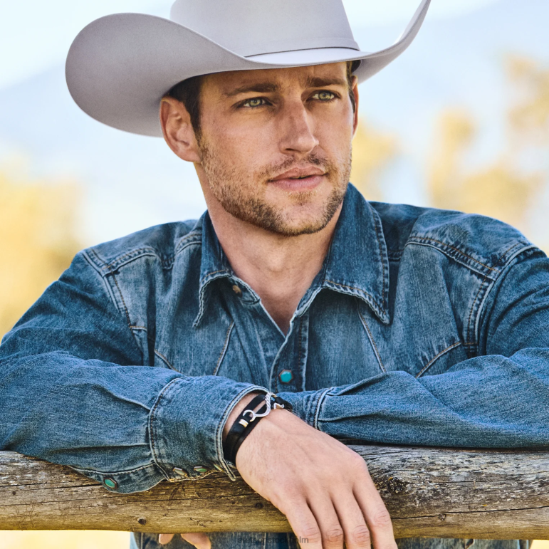 Stetson män krok läder armband LLFB421 tillbehör svart läder