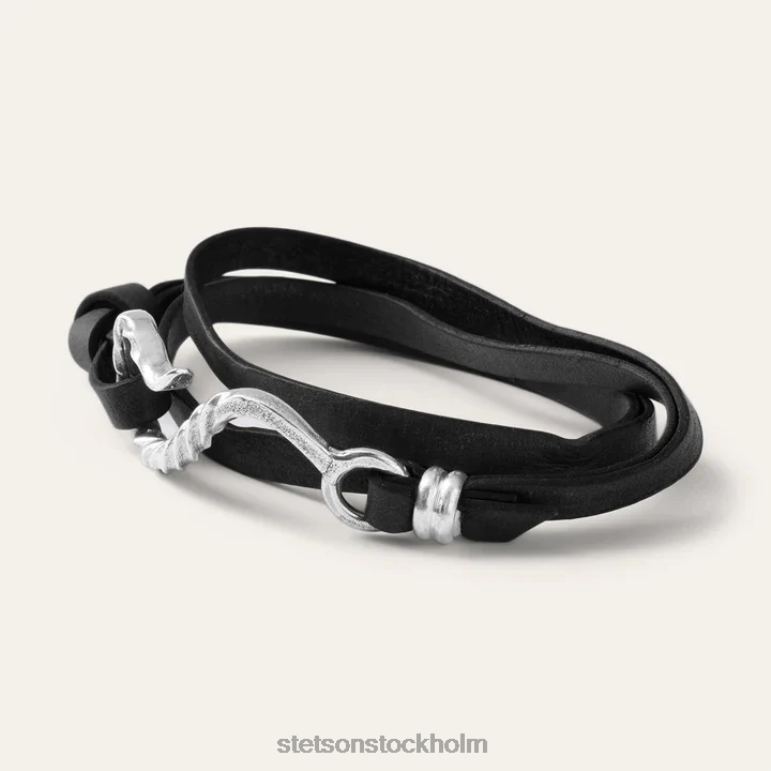 Stetson män krok läder armband LLFB421 tillbehör svart läder