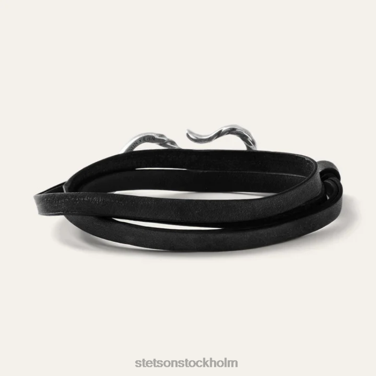 Stetson män krok läder armband LLFB421 tillbehör svart läder