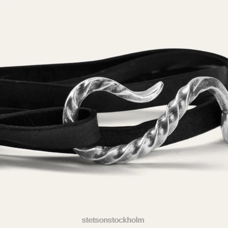 Stetson män krok läder armband LLFB421 tillbehör svart läder