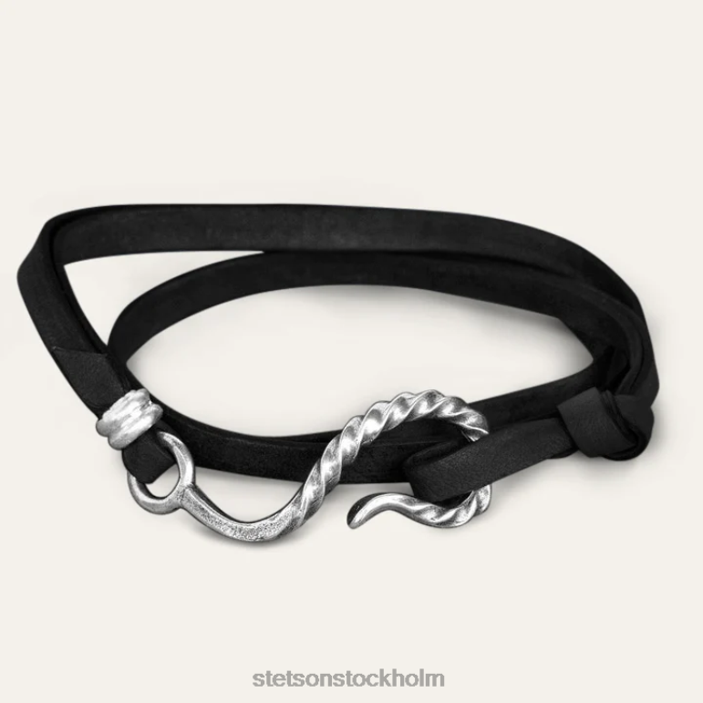 Stetson män krok läder armband LLFB421 tillbehör svart läder