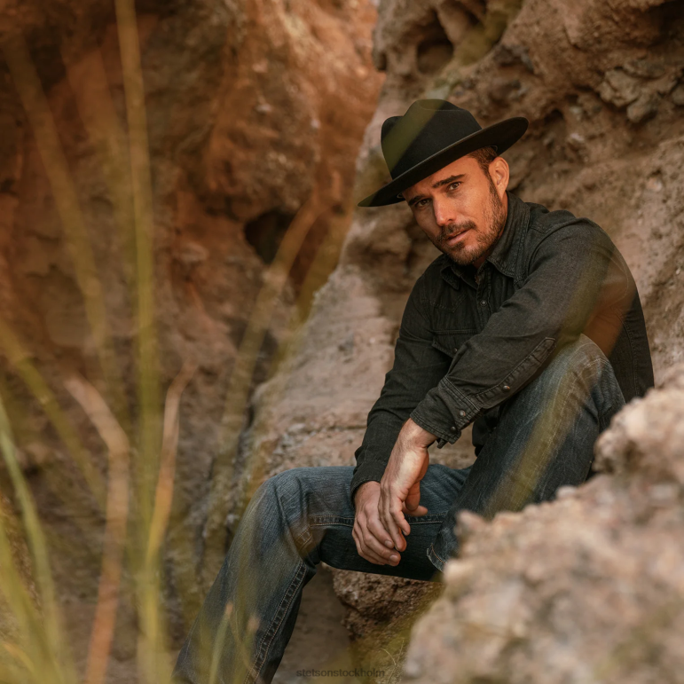 Stetson unisex- öppen väg 6x cowboyhatt LLFB92 huvudbonader svart