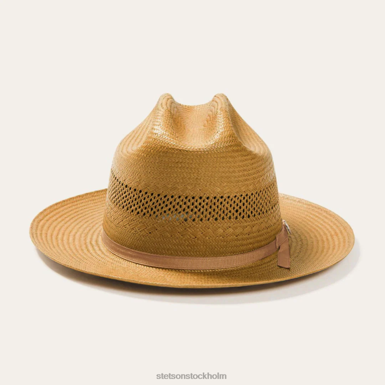 Stetson unisex- öppen väg ventilerad halm cowboyhatt LLFB22 huvudbonader cognac